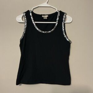 Black Sleeveless Top with Silver Accents